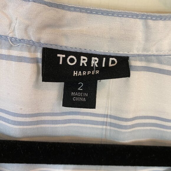 Torrid Size 2 NWT Blue and White Striped Blouse - Picture 3 of 11